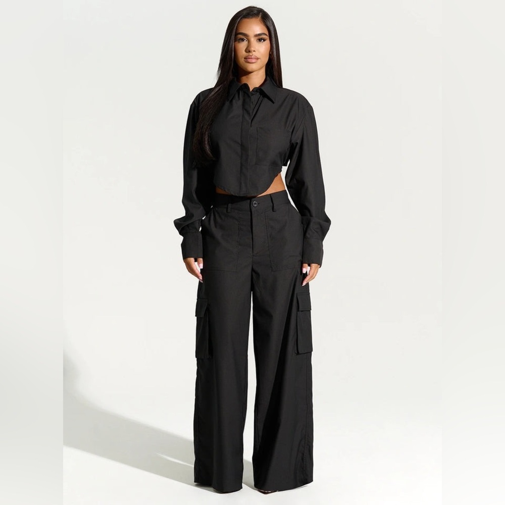 Naked Wardrobe Shirting Cargo Wide Leg Pants